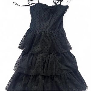 Black Tiered Polka Dot Dress